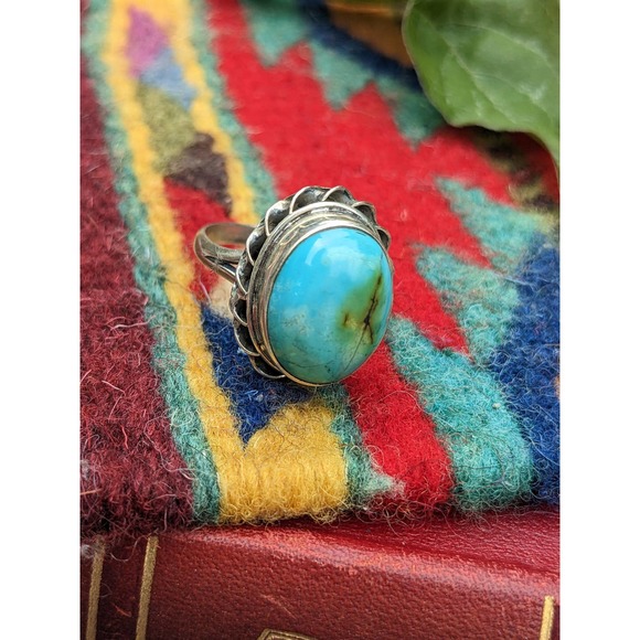 Vintage Jewelry - Vintage Sterling Silver Turquoise Blue Ring Size 8